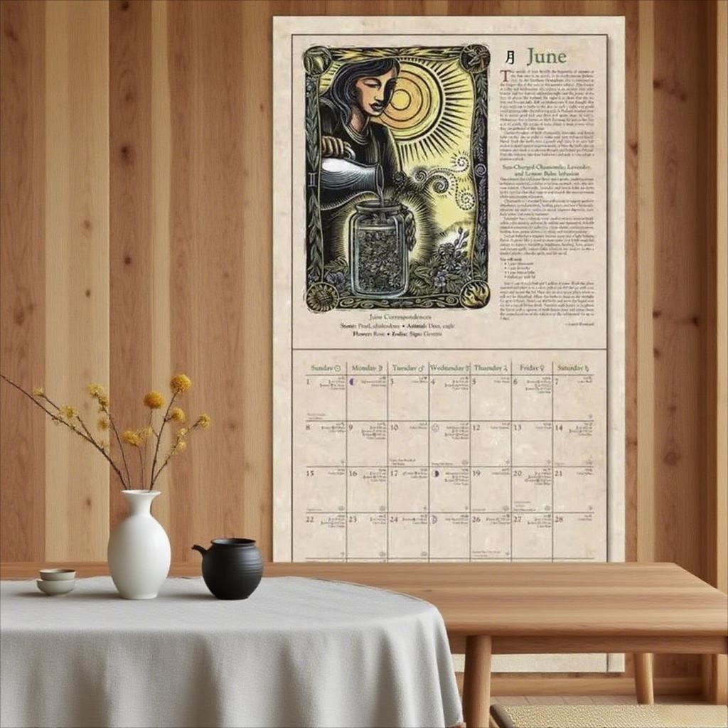 2026 Hanging Witch Calendar With 12 Illustrations New Year Wall Calendar Paper Calendar Home Decor Calendar