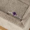 Silver Color Light Luxury Style Amethyst Dazzling Zircon Ring for Women's Girls Simple Fashion Adjustable Ring Jewelry Gifts