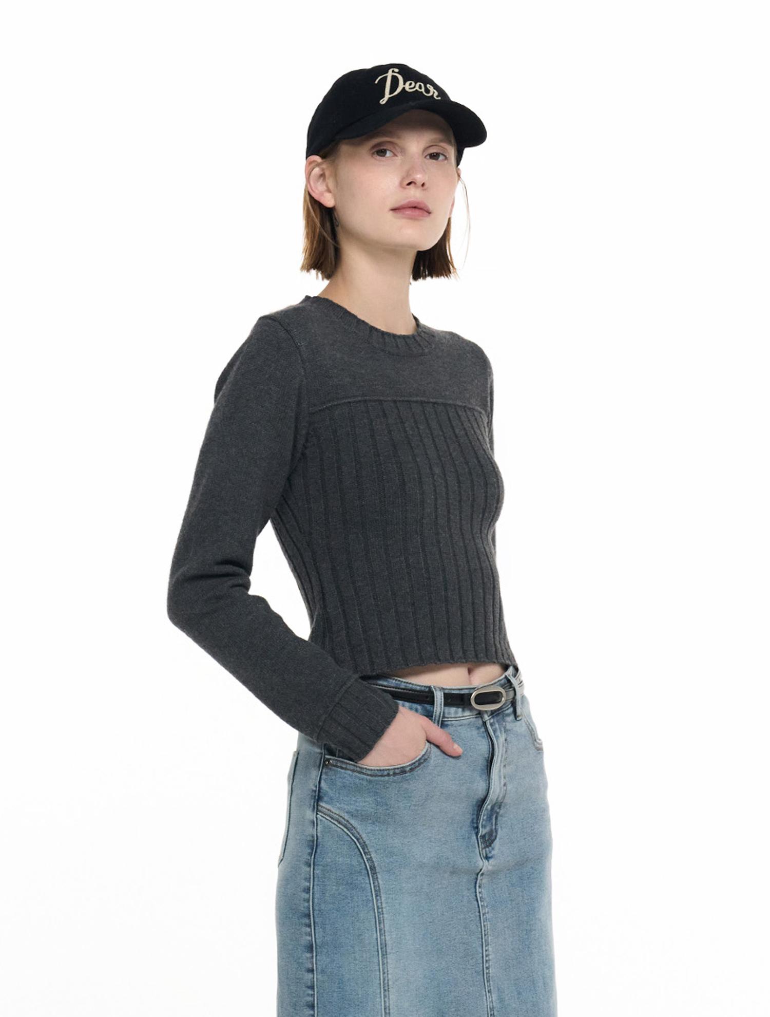 General Idea Ribbed Mix Knit Pullover [Charcoal] / Wbd4L05537 Charcoal/S