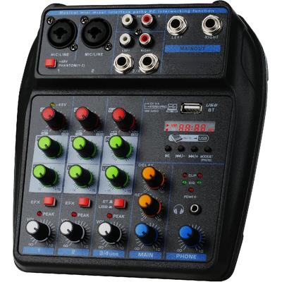DJ Mixers Πίνακας ήχου 4 καναλιών με Bluetooth, Διασύνδεση Sound Mixer Board XRL/1/4", Είσοδος υπολογιστή USB/MP3 48V Phantom Power Stereo DJ Studio