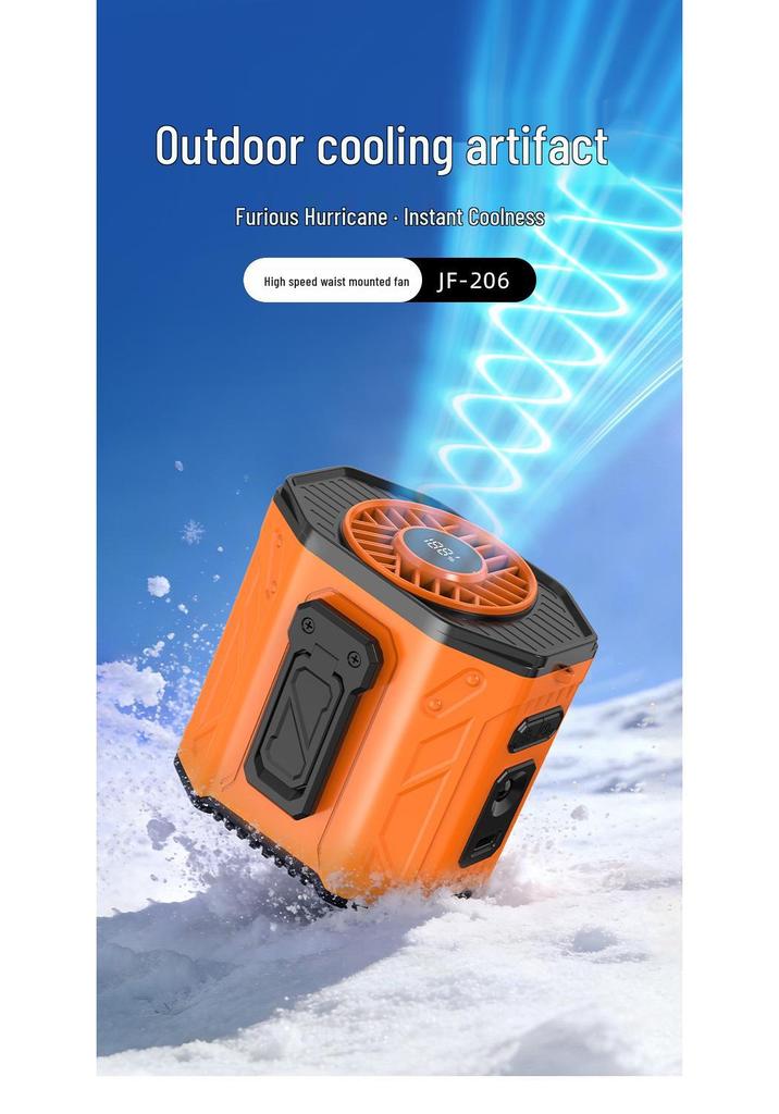 Portable High-Speed Waist-Hanging Fan with Digital Display for Outdoor and Camping