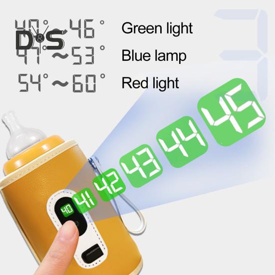 Babyflaskevarmer Oppladbar Bærbar Type-C Lading 21 Modus Temperatur Justerbar med LED-skjerm God varmelagring på farten Babymelk