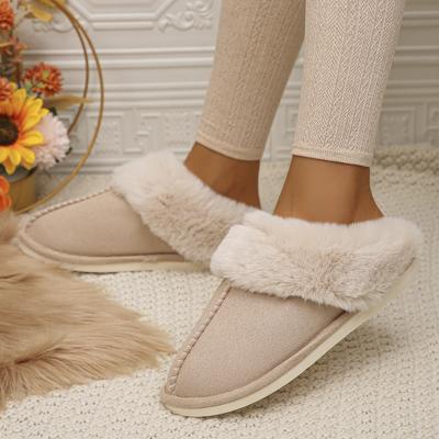 Pantoufles d'hiver moelleuses et douces pour femmes, pantoufles d'intérieur en coton chaud pour salon, chaussures de maison confortables et antidérapantes, tongs