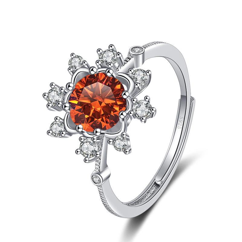 Bague Ringen 1 Carat Eight Heart Eight Arrow Moissanite Diamond Jewelry Sterling Silver S925 Snowflake Ring Adjustable Size Rings