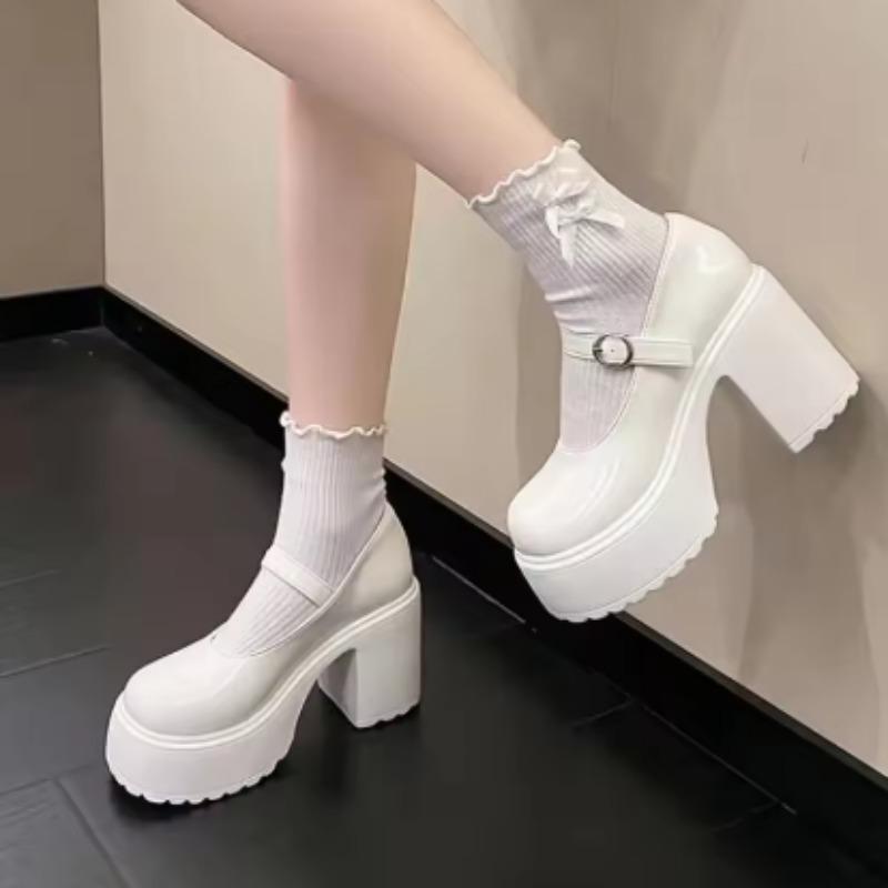 Fashion High Heels Mary Janes Shoes Autumn 2025 Patent Lolita Leather Heeled Shoes Woman Chunky Platform Ankle Strap Pumps for Women