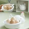 MCCRUA Chicken-Patterned Egg Boiler, Holds 4 Eggs, Microwave-Safe, Egg Steamer, Makes Soft-Boiled and Hard-Boiled Eggs, Easy, Safe, and Cute Cooking S