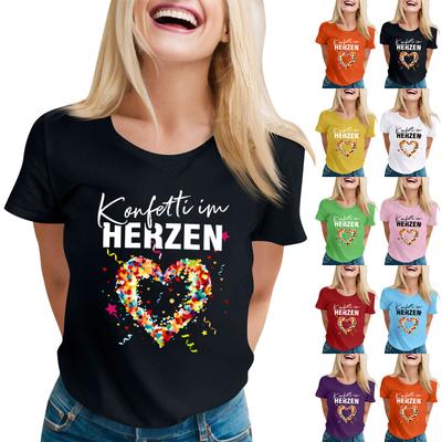Women's Casual Printed T-Shirt Round Neck Pullover Short Sleeve Top