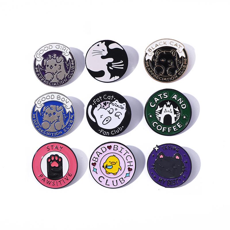 Creative Cartoon Animal Brooch – Cute Cat, Puppy, Duck Alloy Badge for Clothing