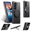 Samsung Z Fold7/6/5 Magnetic Wireless Charging Case with 360° Rotating Ring Stand and Leather Finish