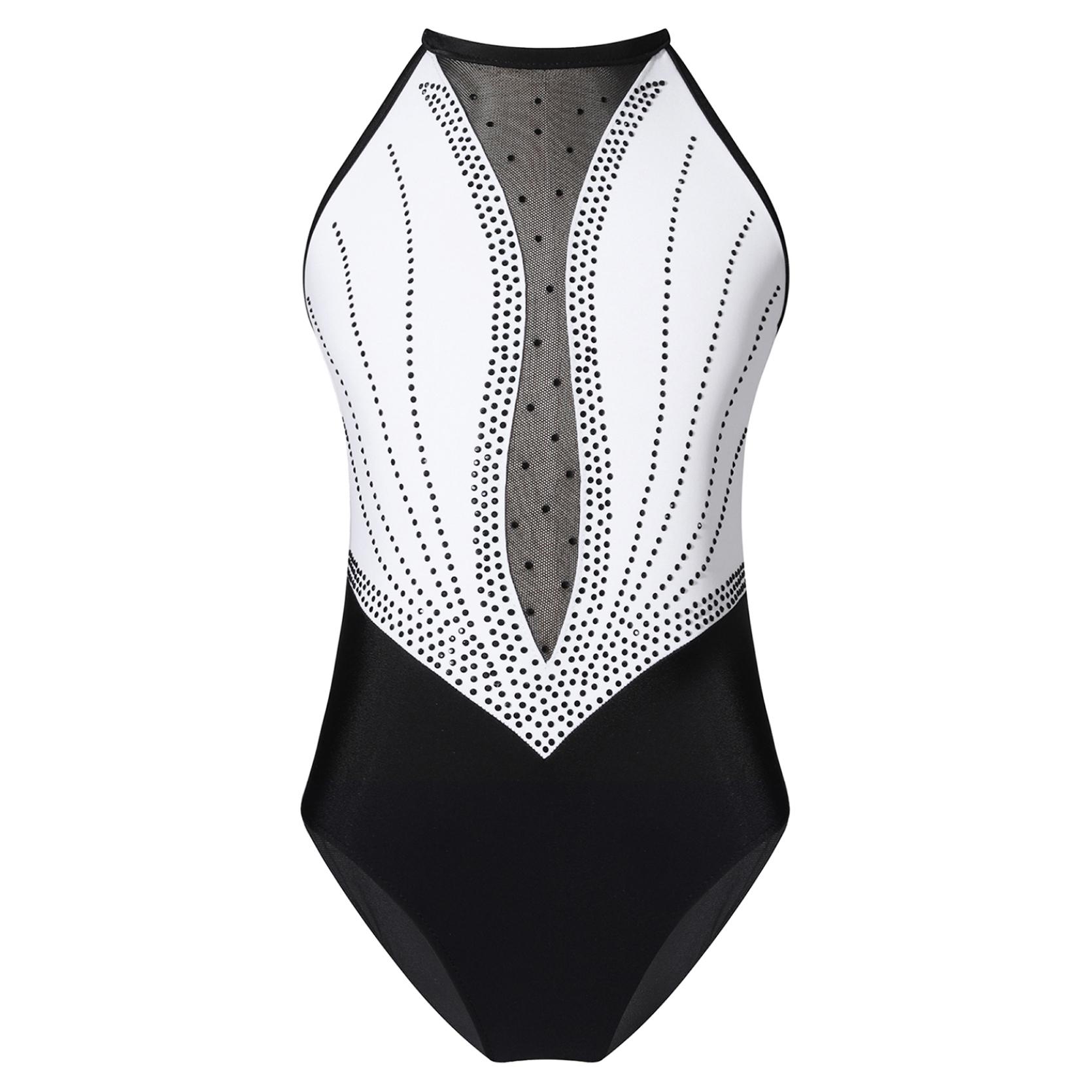 IEFiEL Kinderen meisjes ballet dans turnpakje mouwloze gymnastiek workout bodysuit glanzende strass backless danskostuums 13-14 Years