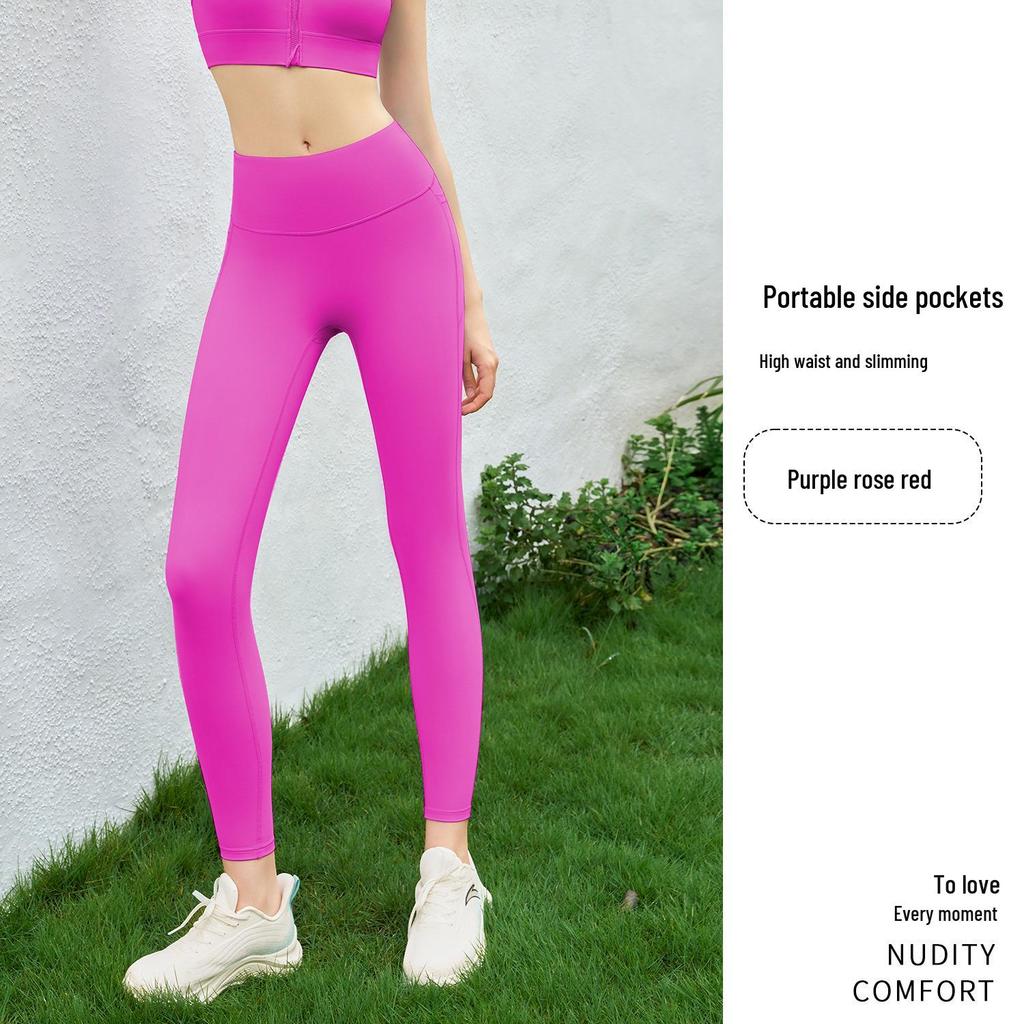 2025 Cloud Feel High Waist Yoga Pants for Women: Brushed Fabric, No Visible Lines, Pocket Design, Peach Lift, Full Length