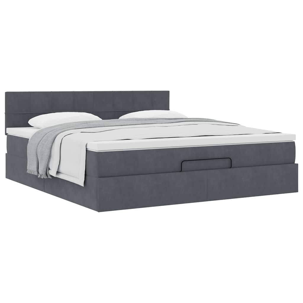 Enjoy a restful night s sleep with this Ottoman bed with mattress in dark gray 160 x 200 cm velvet