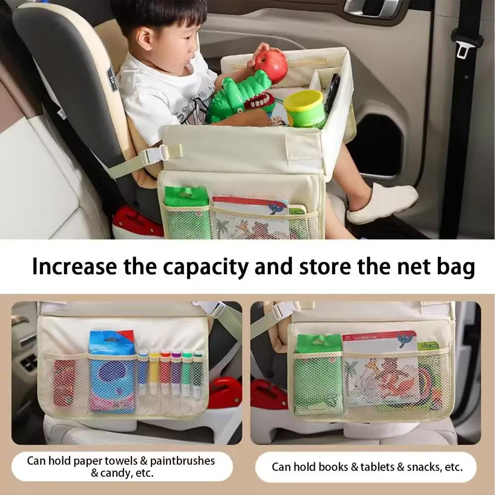 Car Seat Tray for Baby Kids Seat Table for Dining Foods Phone Holder Watching Cartoon Kids Foldable Table With Side Organizer