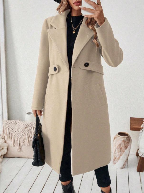 European-American Autumn/Winter Hot-Selling Woolen Double-Breasted Turn-Down Collar Coat (2025)