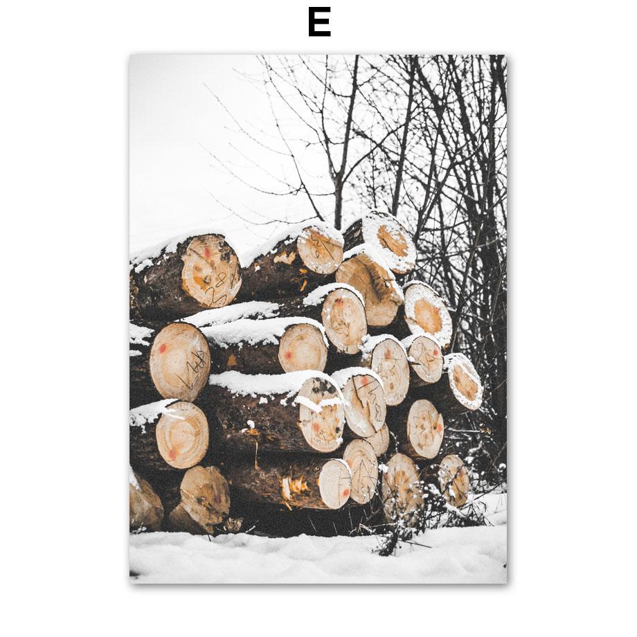 Zimní Sníh Les Hory Domov Květiny Nástěnné Umění Plátno Severské Plakáty Malba A Tisky Nástěnné Obrázky Pro Dekoraci Obývacího Pokoje