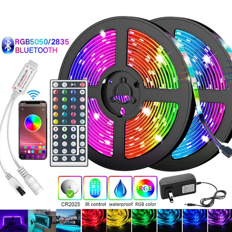 

5M-30M Bluetooth LED с 5050 IP20 RGB со светодиодной подсветкой Гибкая лента с RGB-диодом постоянного тока 12 В с адаптером ИК-контроллера Неоновый свет для украшения интерьера