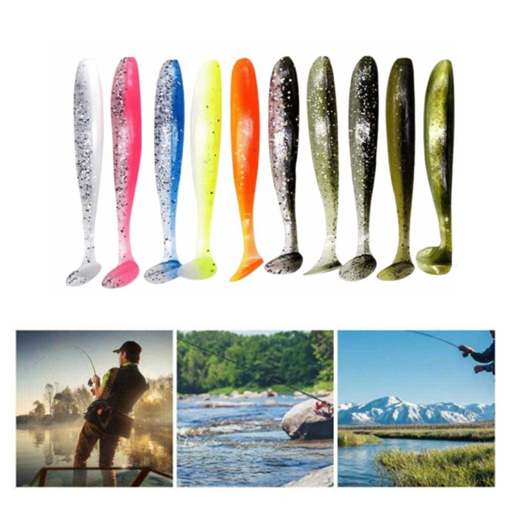 100PCS Soft Fishing Grub Baits 7cm 2.2g Swim Baits Durable Fishing Lures Saltwater Fishing
