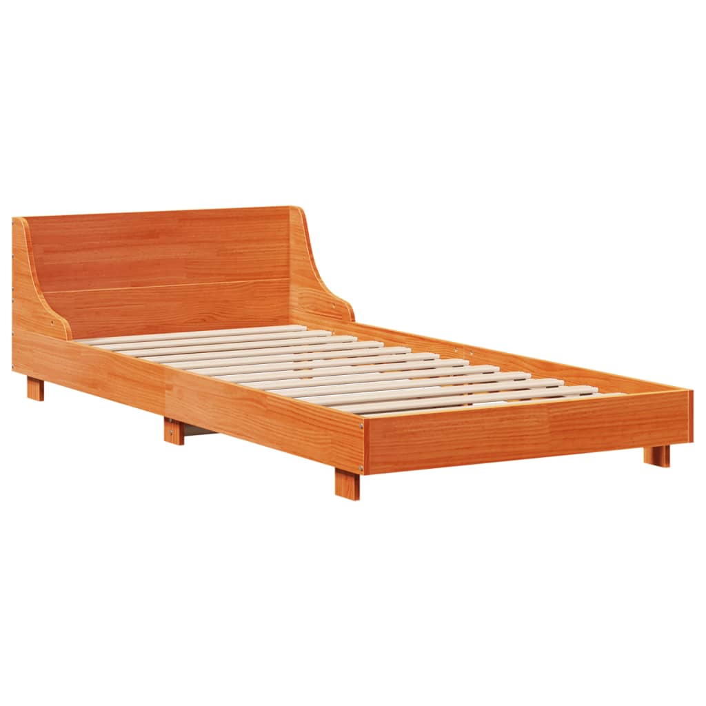 Solid Wood Bed without Mattress Wax Brown 75 x 190 cm Pine Wood