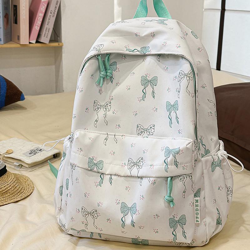 

Nylon Travel Backpack For Teens With Butterfly Bow Print S зелёный