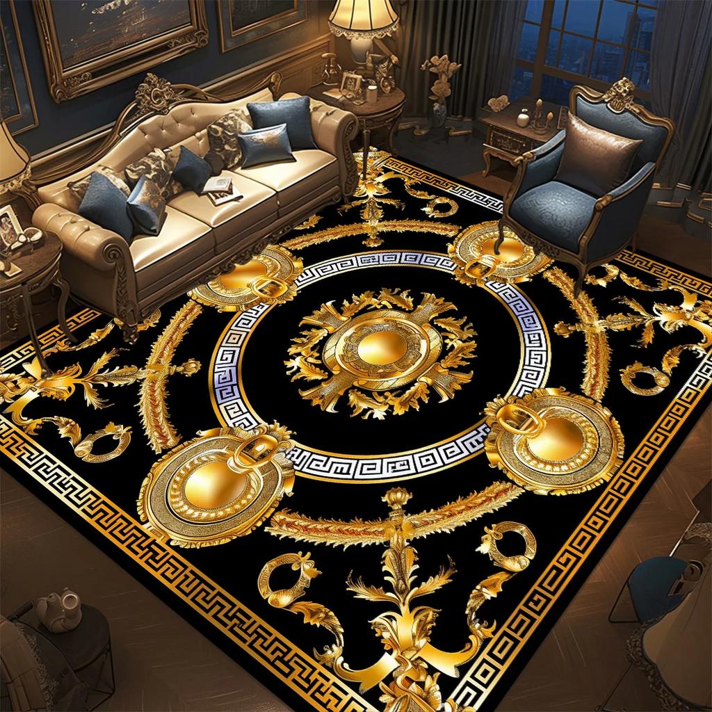 Luxury Style Golden Carpet for Living Room Washable Room Decor Lounge Rug Large Area Lobby Floor Mats Non-slip Entrance Door Mat