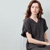 Chuyu Women's Pique Ruched V-Neck T-Shirt Midi Dress