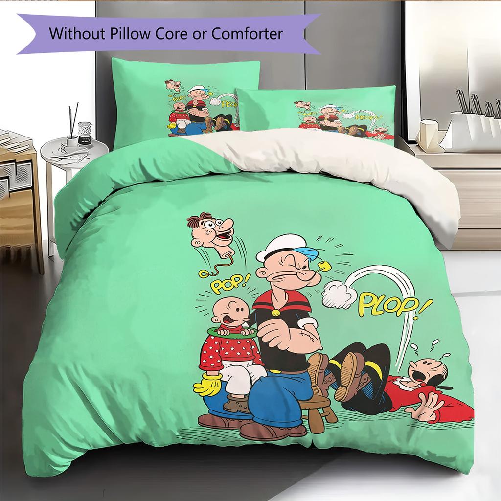 Popeye the Sailor Man  Pattern Bedding Quilt Set  Home Decoration  Gift (1 * Duvet Cover + 2 * Pillowcase  Without Core)