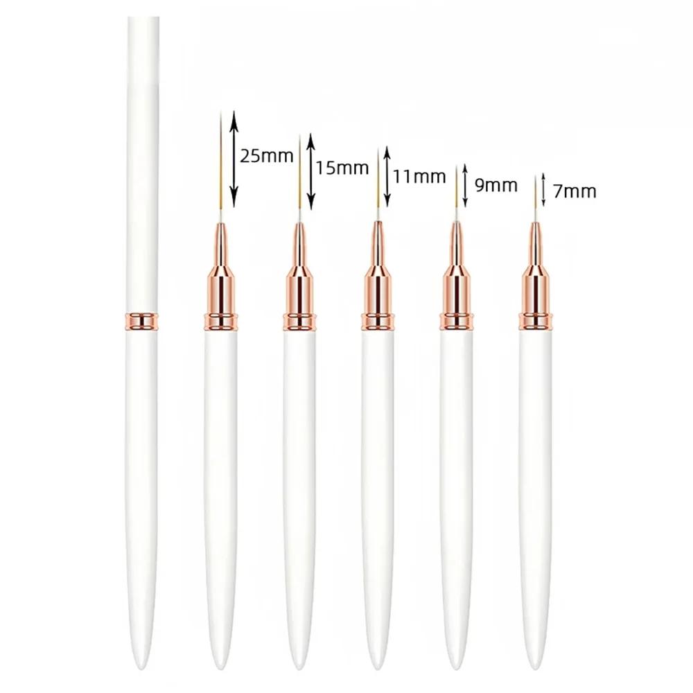 

Nail Brush Pen 5pcs/set Nail Art Liner Brushes Set Elongated Striping Drawing Professional Painting Supplies Art Supplies білий