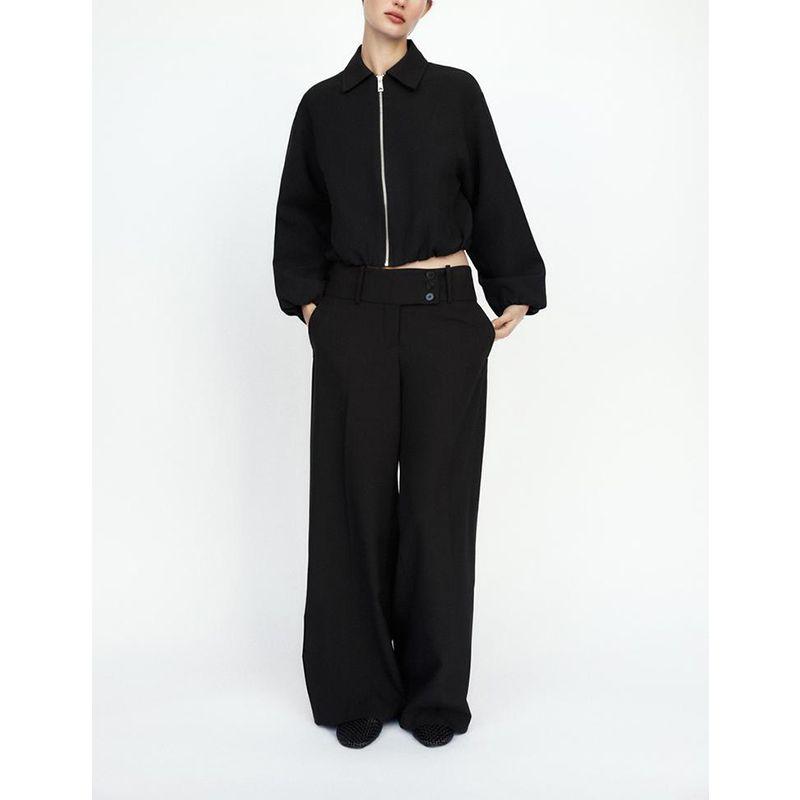 Spring and Summer Women's Clothing Single Side Pocket Decoration Simple Temperamental All-Match Mid-Waist Straight Casual Pants 2258436