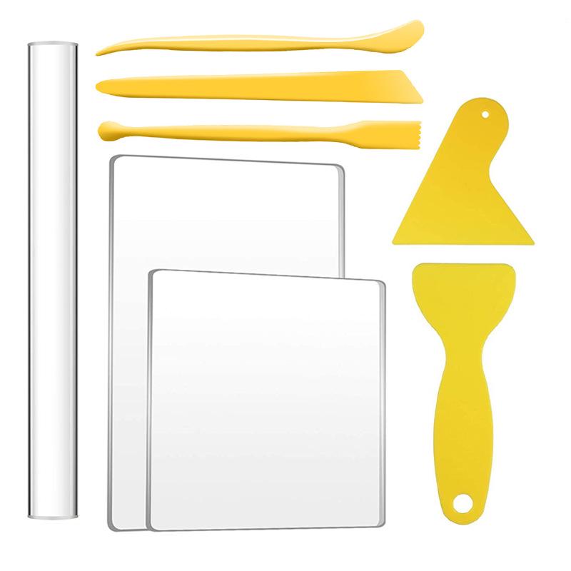 

Набор из 8 гончарных инструментов: Акриловая скалка, доска для глины, формовочный скребок и инструменты для глины своими руками