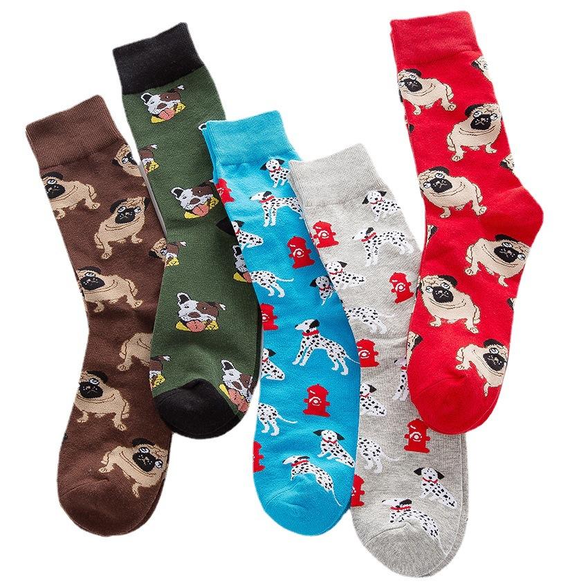1 Pair Kawaii Dog Women Socks Happy Funny Socks Fruit Harajuku Candy Colors Mid Socks Casual Crew Socks Women Size 35-42
