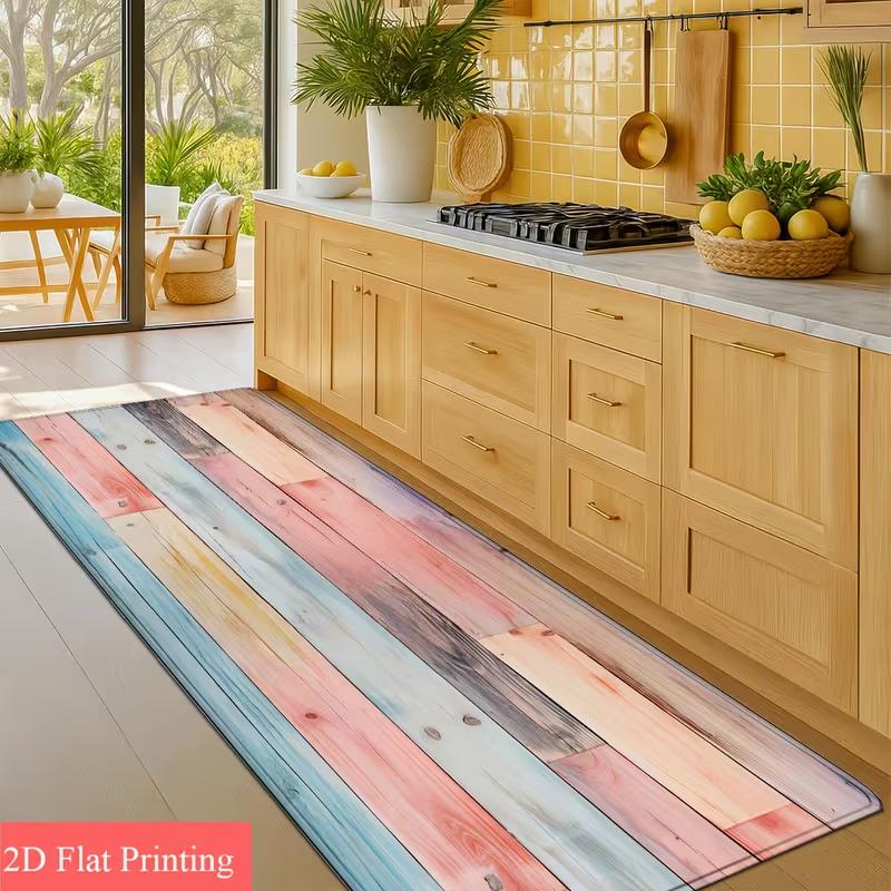 Rustic Wood Grain Runner Rug Dark Brown Plank Wood Texture Print Soft Non-Slip Carpet Modern Home Decor Mat for Laundry Room