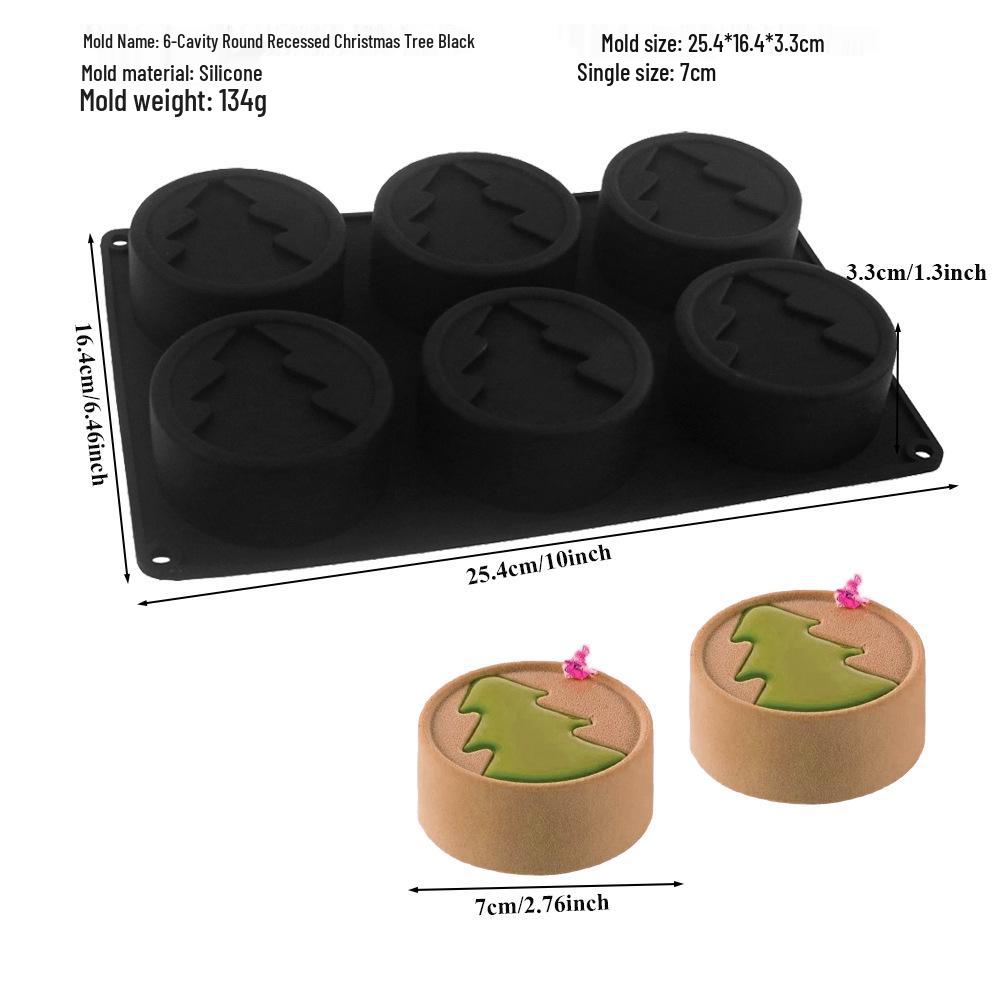 Shenhong Christmas Silicone Mold: 6-Cavity Tree & Santa Decorations for Mousse Cake and Chocolate Baking