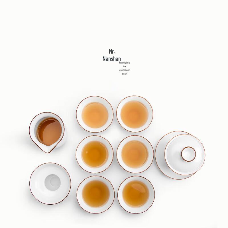 Nanshan Mr. Hand-Painted Matte White Porcelain 9-Piece Tea Set