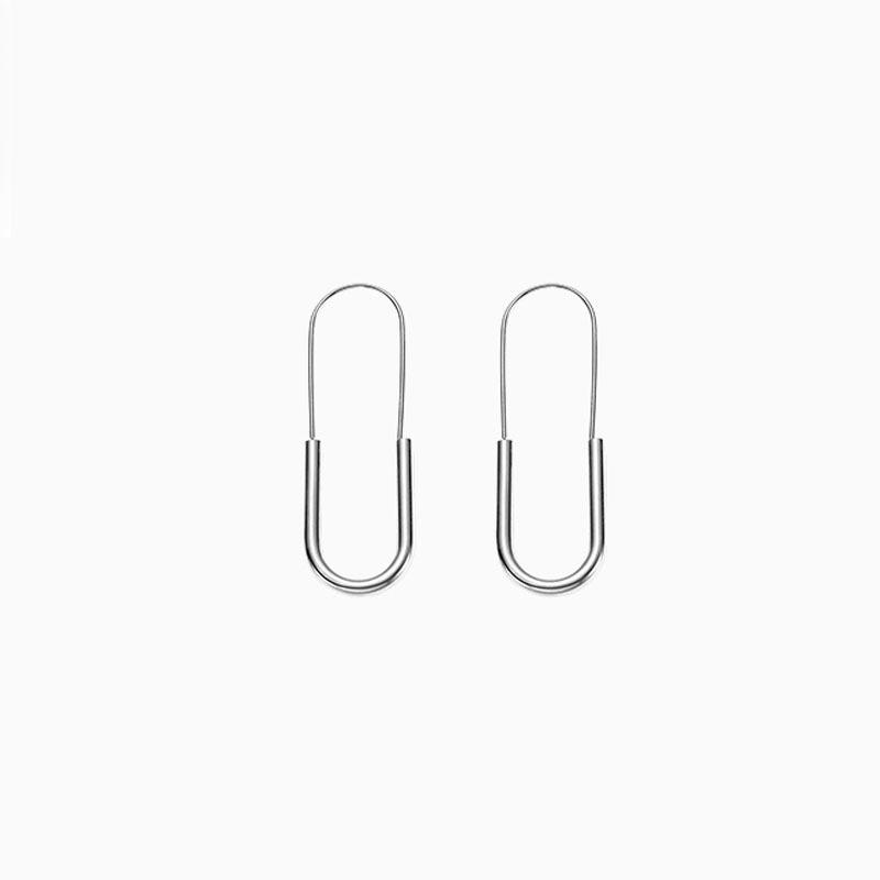 

Gold Paper Clip Hook Earrings: Stylish, Glossy, Versatile, Simple-European & American Cold Style серебряный