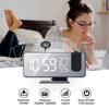 LED Digital Alarm Clock with FM Radio,Time Projection, USB Port, Snooze-Desktop Bedroom Clock (Black)