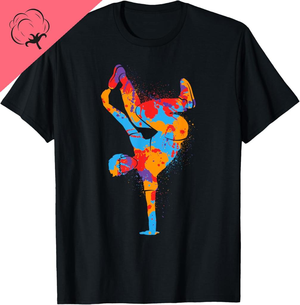 Breakdancer Silhouette Colorful Splash Art T-Shirt