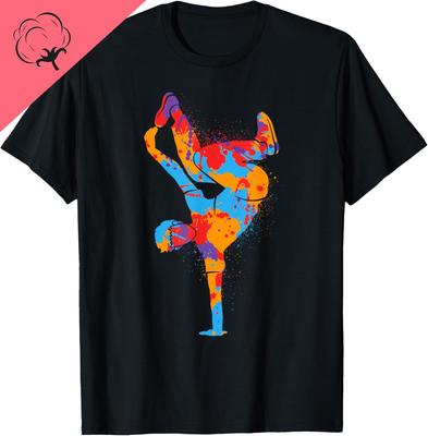 Breakdancing Farbenfrohes Street Dancing Jungen Unisex Breakdancer T-Shirt Lustiges Shirt Atmungsaktiv und Bequem Baumwolle Herrenkleidung