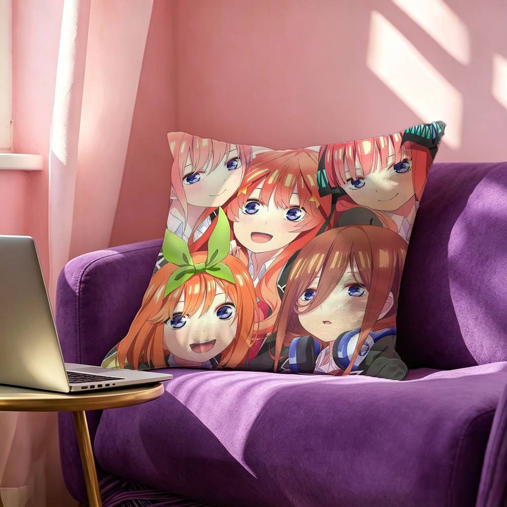 Anime The Quintessential Quintuplets Pillow Case Square DoubleSided Sofa Cushion Cover Bedroom Bedside Pillow