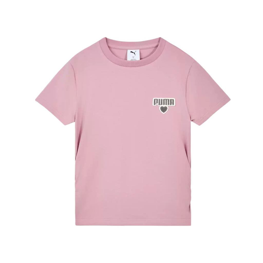 Puma Graphic Small Round Neck Sports Heart Pattern Slim Fit Short Sleeve T-Shirt Women tops 696373-26
