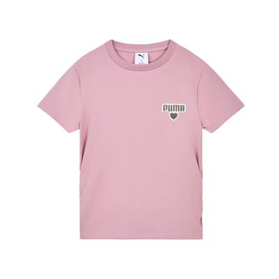 Puma Graphic T Shirts Women's Newlywed Pink 26 Crew Neck Moderate 696373-26