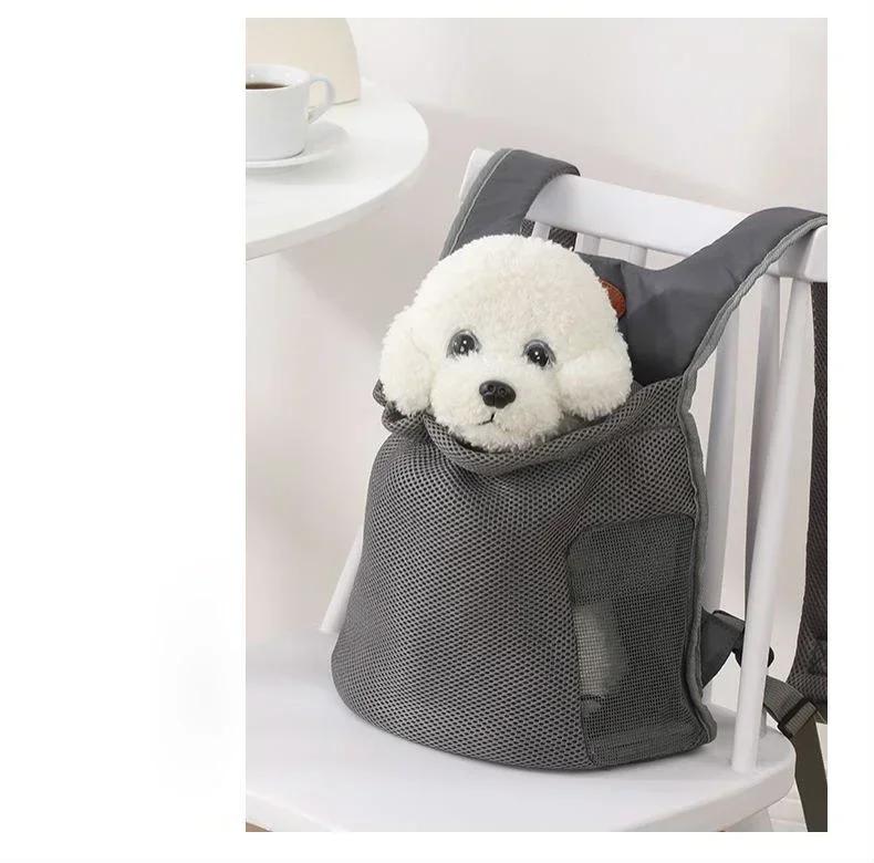 

Portable Pet Chest Shoulder Bag Travel Breathable Dog Cat Drawstring Walking Bag Cross-border Grey Pink Mesh Transport Backpack L сірий колір