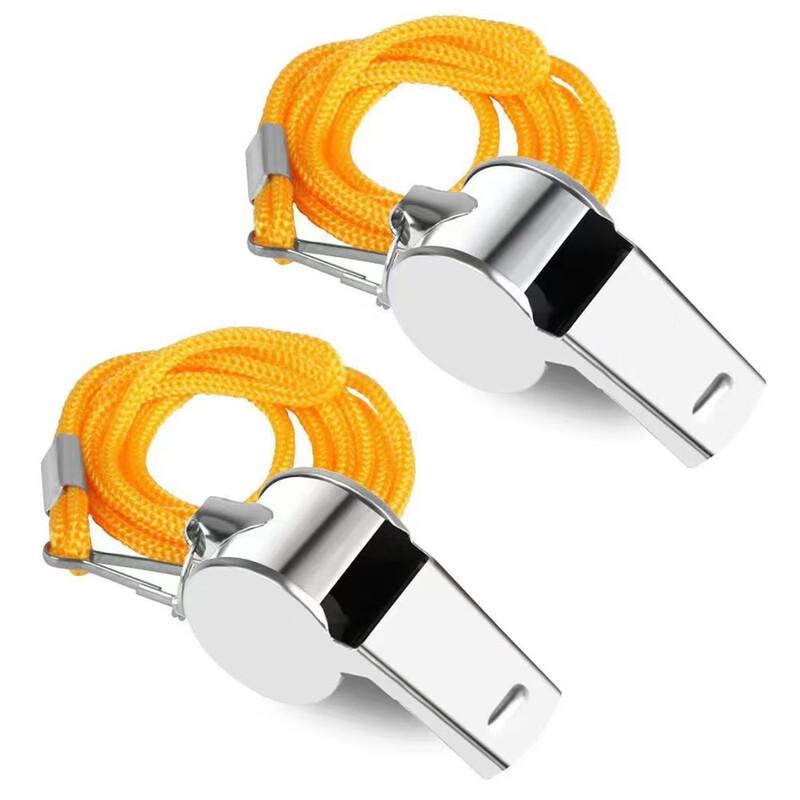 10-Pack Stainless Steel Whistles with Lanyards and Storage Box