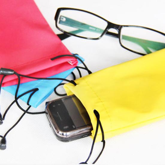 2Pcs Water-resistant Drawstring Storage Cloth Pouch Bag for Glasses Mobile Phone