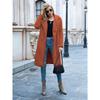 Ladies', Medium Length, Lapel, Woolen Jacket, Long Sleeved, Solid Color, Loose Fit, Casual Jacket