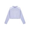 Crop Crew Loose Fit Round Neck Long Sleeve Hoodie Women Light Purple HF4154