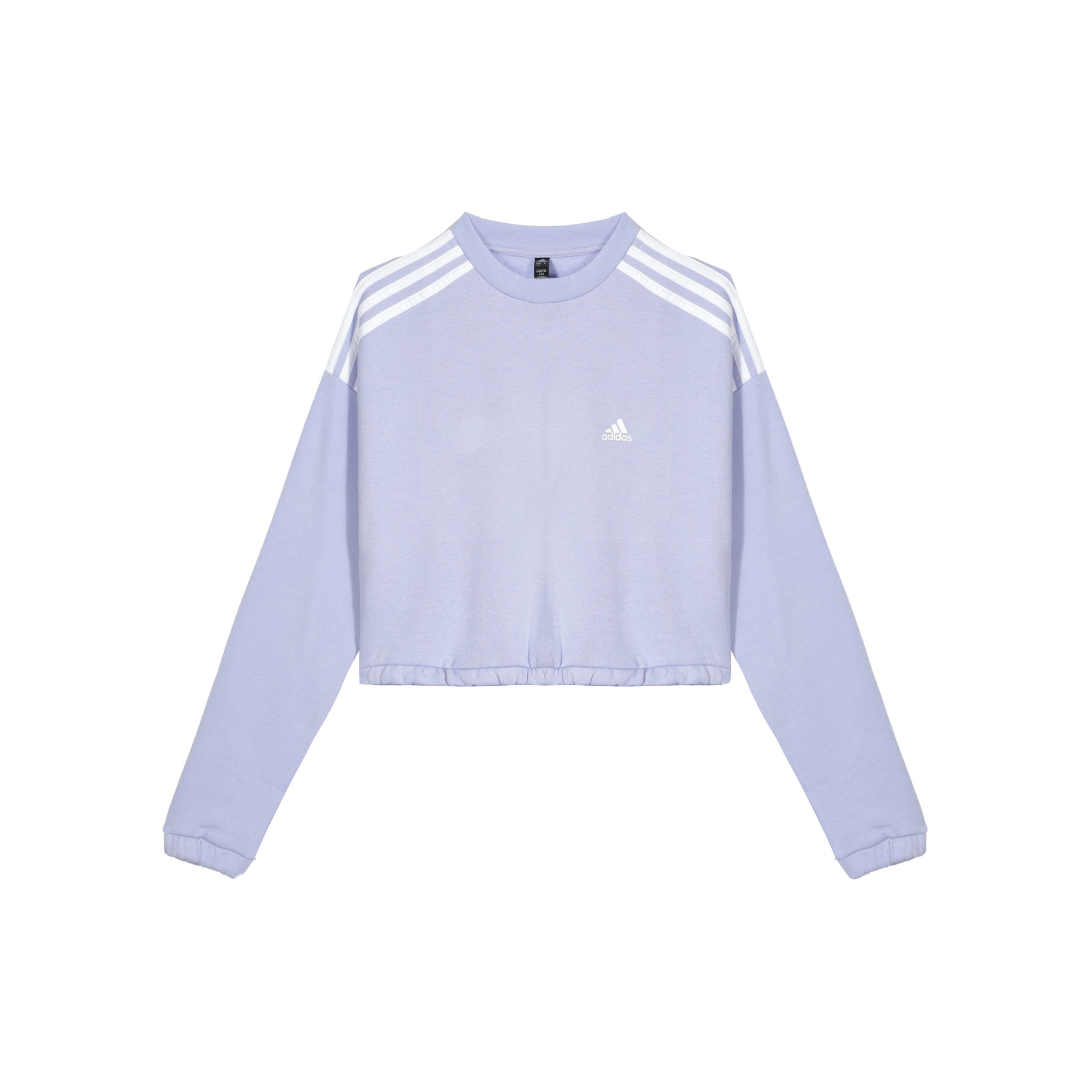 Adidas Crop Crew Loose Fit Round Neck Long Sleeve Hoodie Women Light Purple HF4154 M