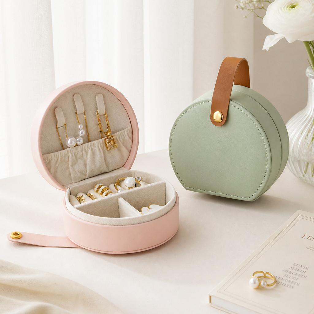 Elegant Leather Jewelry Organizer With Compact Design For Travel And Gift Giving