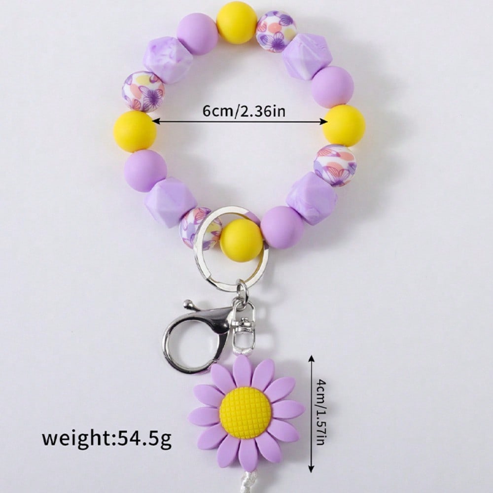 Einfaches Sonnenblumen-Silikon-Perlenarmband Taschenanhänger Armband Damenarmband Schlüsselanhänger