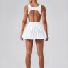 Lace Up Yoga Fitness Dress Sleeveless Badminton Skirts Women Tennis Dress  Badminton Sports