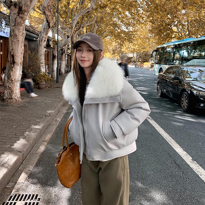 Podzim Zima Zateplená Teplá Parka Dámská Ležérní Jednobarevná Velká Kapsa Volná Krátká Bunda Svrchní Oblečení